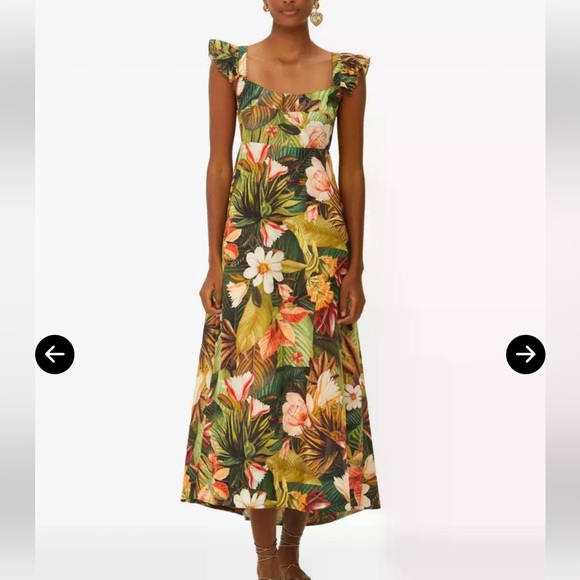FARM Rio Dresses & Skirts - FARM Rio Green Tropical Floral Maxi Dress